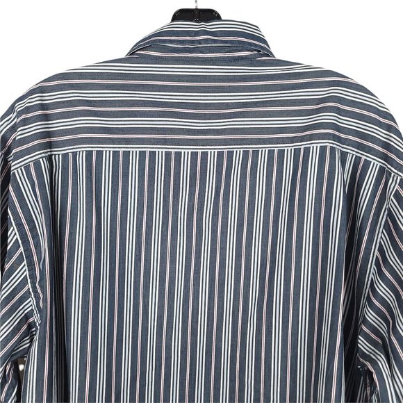 Greg Norman Long Sleeve Button Up Shirt Mens L Cotton Black Red White Stripe - Picture 7 of 10